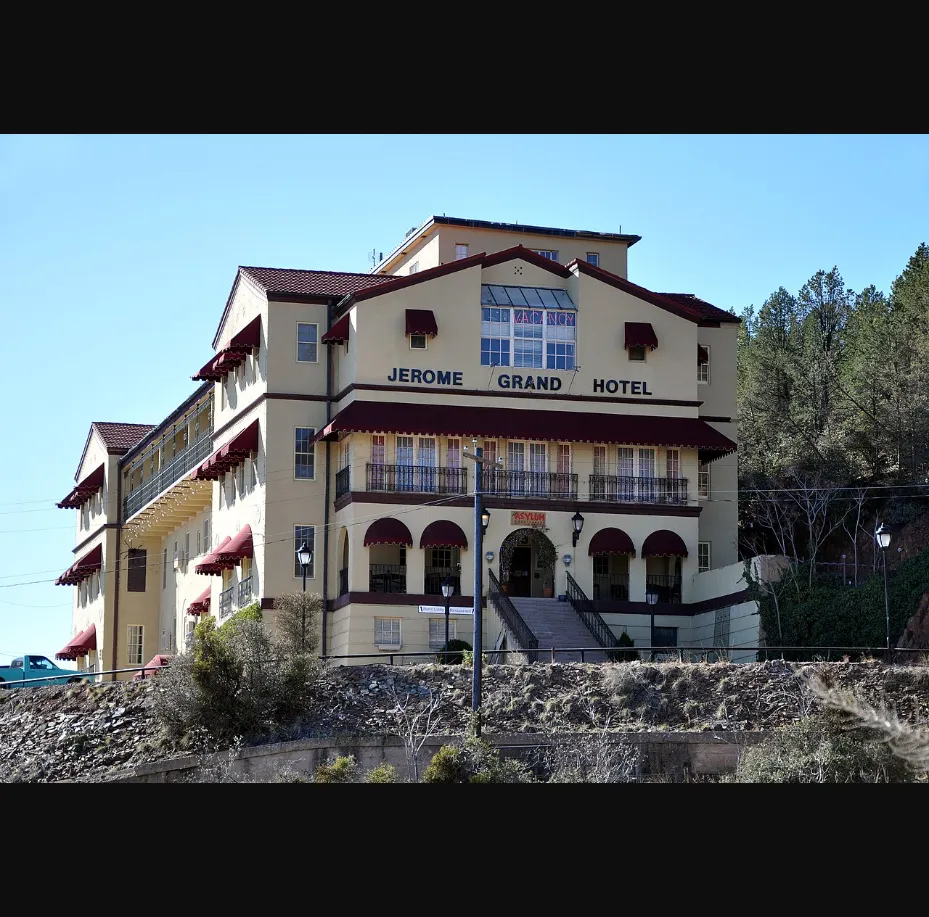 Jerome Grand Hotel perched on Cleopatra Hill in historic Jerome Arizona